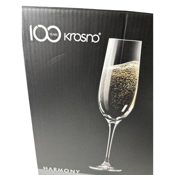 Krosno Champagne Flutes Harmony Collection NIB Set of 6 Crystalline Glass 6.8 oz - Picture 3 of 7